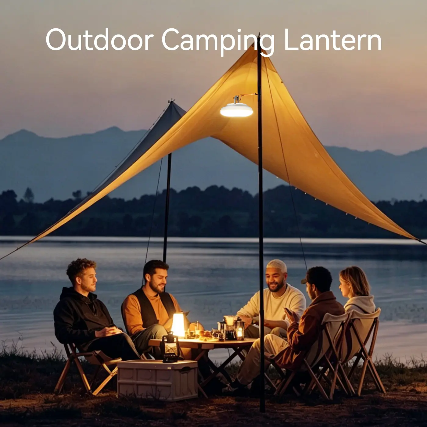 Jelans Rechargeable LED Camping Light - IPX5 Waterproof, 4 Dimming Modes, Precise Battery Level Display, Portable Hanging Tent Light with Batteries, Ideal for Outdoor Camping, Emergencies, Power Outages