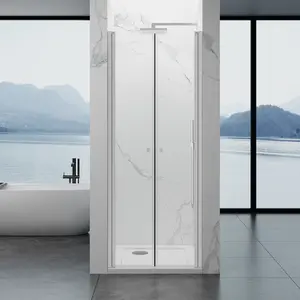 YTSAHSTT P01 Hinged Shower Door 30" W x 75" H Double Swing 180° Reversible with Clear SGCC Tempered Glass Dual Nano Coated Matte Black Finish showerscreen frameless shower head glass  enclosure