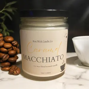 Boss Wick Candle Co. Caramel Macchiato Scented Soy Wax Blend Candle 7oz 198g Cozy Coffee Shop Aroma Decor Gift