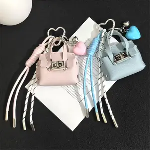 Creative Miu Series Personalized Mini Leather Handbag Keychain Versatile Accessory for Headphone Bag & Schoolbag Pendant Stylish & Practical