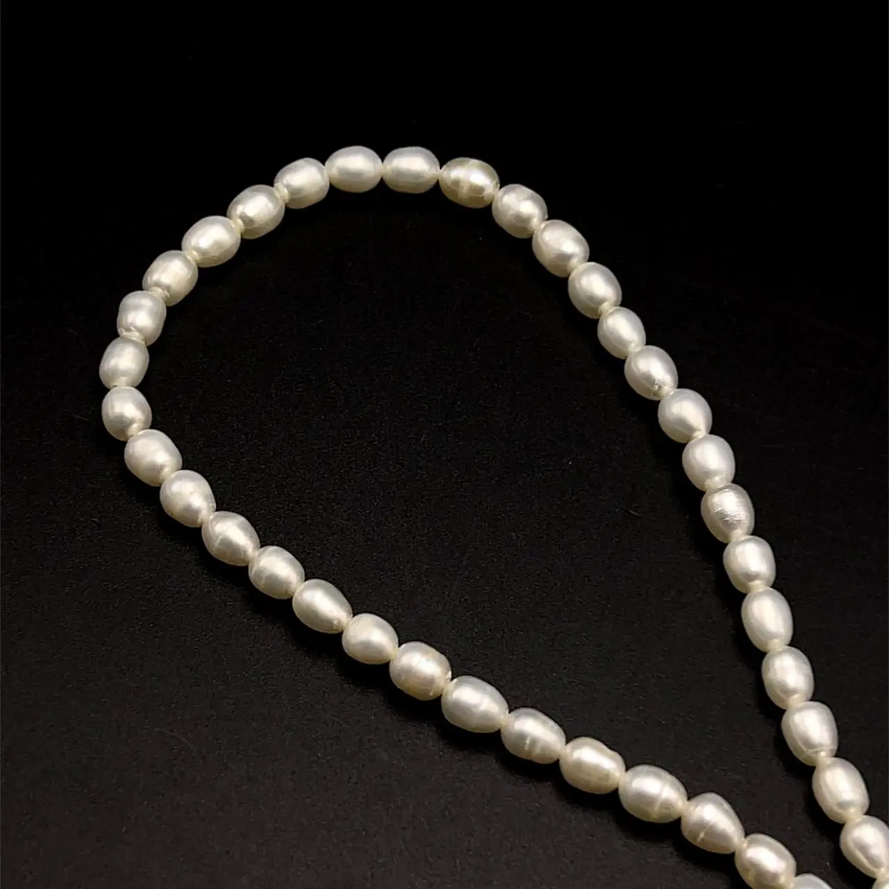 Freshwater Pearl Strand | 7x5mm Cool White Color Drop Oval | 59 Pcs 78.5 Carats | 15 Inch | Organic Pearl Strands Jewelry Making