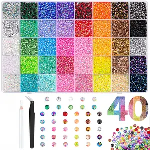 40000 Pcs Assorted Color 3mm Flatback Resin Craft Decor Set with Pick & Storage Box, Glossy Embellishments for Nail Art, Custom Clothing, Mugs, Tumblers, Shoes, Fashion Accessories, Home Decor & Beginner DIY Projects