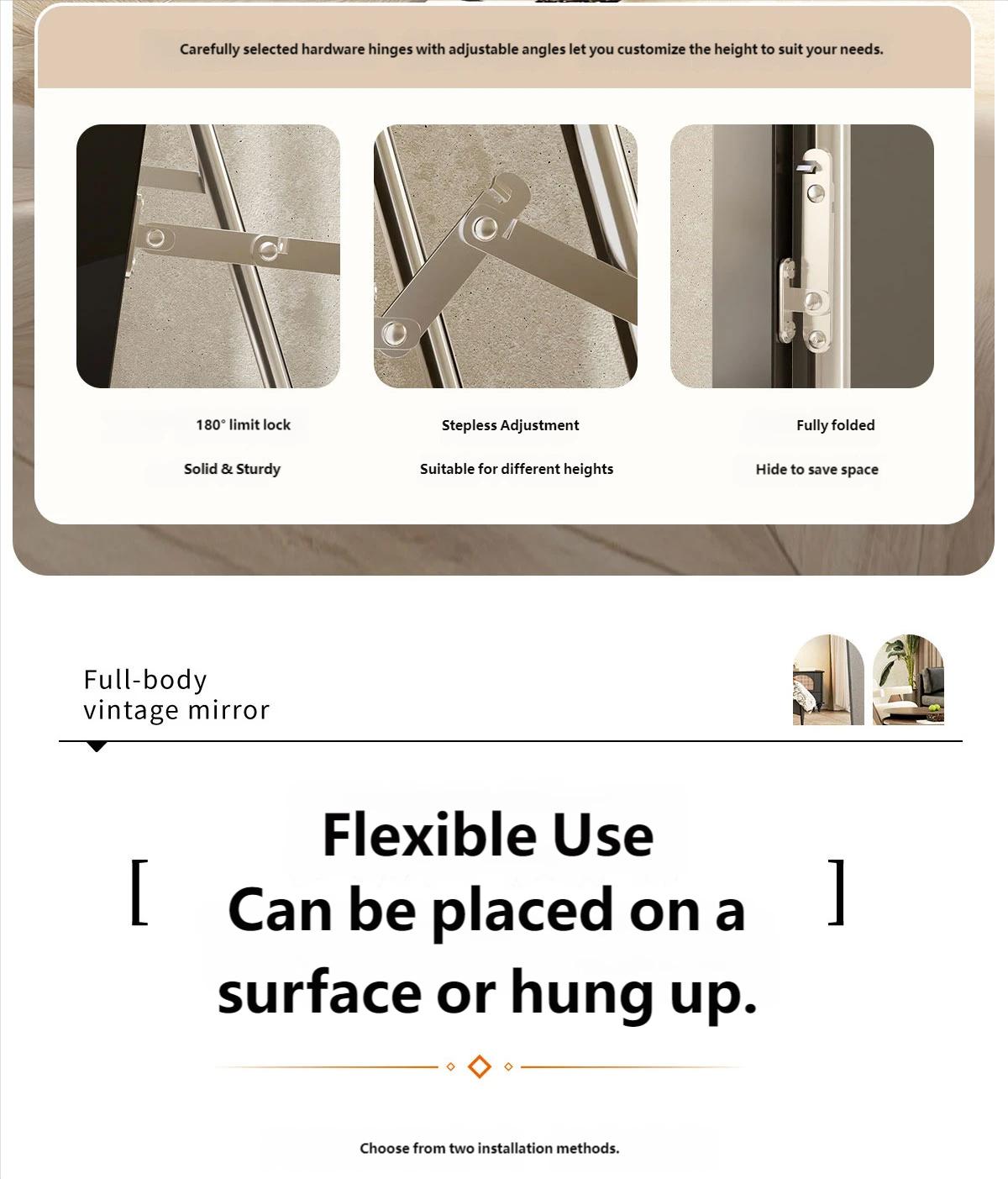 Arched full-length mirror with bracket, full-length mirror, full-length mirror, floor standing mirror, home wall mounted mirror, simple dormitory, bedroom, hotel and bathroom, large mirror, living room and dressing room, wardrobe, hanging mirror for use Arched full-length mirror with bracket, full-length mirror, full-length mirror, floor standing mirror, home wall mounted mirror, simple dormitory, bedroom, hotel and bathroom, large mirror, living room and dressing room, wardrobe, hanging mirror for use