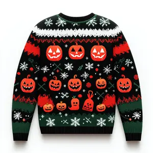 Festive Halloween Monsters Ugly Christmas Sweater - Perfect for Holiday Parties & Family Gatherings! Funny Themed Gift for Men, Women & Kids