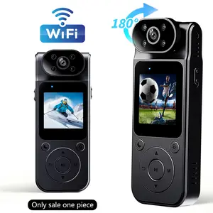 Travel Vlog Camera Outdoor Action Camera 1080P HD Night Vision Handsfree 180° Rotatable WiFi Loop Recording Magnetic Mount Cycling Hiking Portable Mini Cam