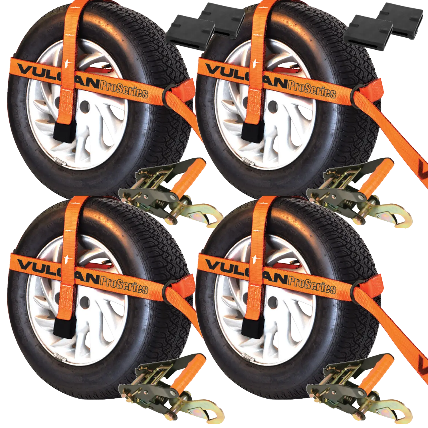 VULCAN Car Tie Down with Snap Hook - Adjustable Loop - 4 Pack - PROSeries - 3,300 Pound Safe Working Load