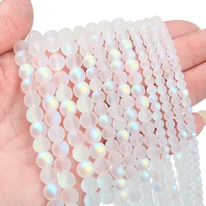 4/6/8mm Glass Beads Frosting Transparent Round Bead for Jewelry Making Bracelets Beaded Necklace DIY Accessories