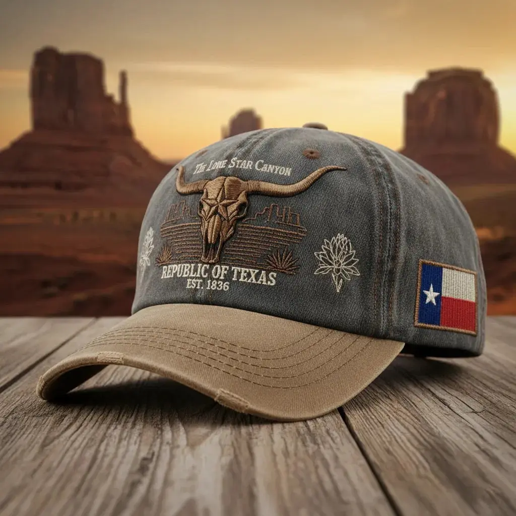 Republic of Texas Baseball Cap – Vintage Texas Flag Dad Hat | Adjustable Embroidered Lone Star State Snapback Cap for Men & Women