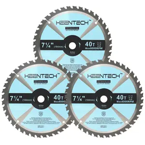 KEENTECH 7-1/4 Inch Circular Saw Blade 40T by 5/8" Bore for Cutting Plywood, MDF, OSB, Longer Service Life, 3-Pack
