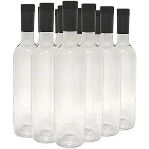 Plastic  Bottles & Screw Caps, Clear, 750ml - Pack of 12