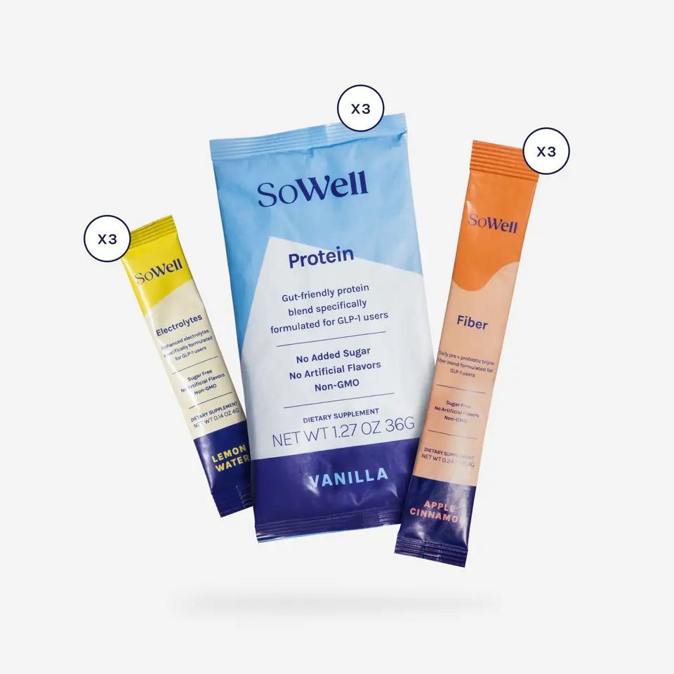 SoWell Support System Sample Pack Includes Electrolytes, Protein & Fiber  Stick Packs