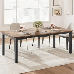 [ TABLE ONLY ] HOME 78.7 Inch Long Kitchen Table for 6-8, Dining Room Table for Kitchen Living Room, Large Rectangular Dinner Tables, Industrial Indoor Restaurant Tables with Sturdy Metal Frame(Only Table)