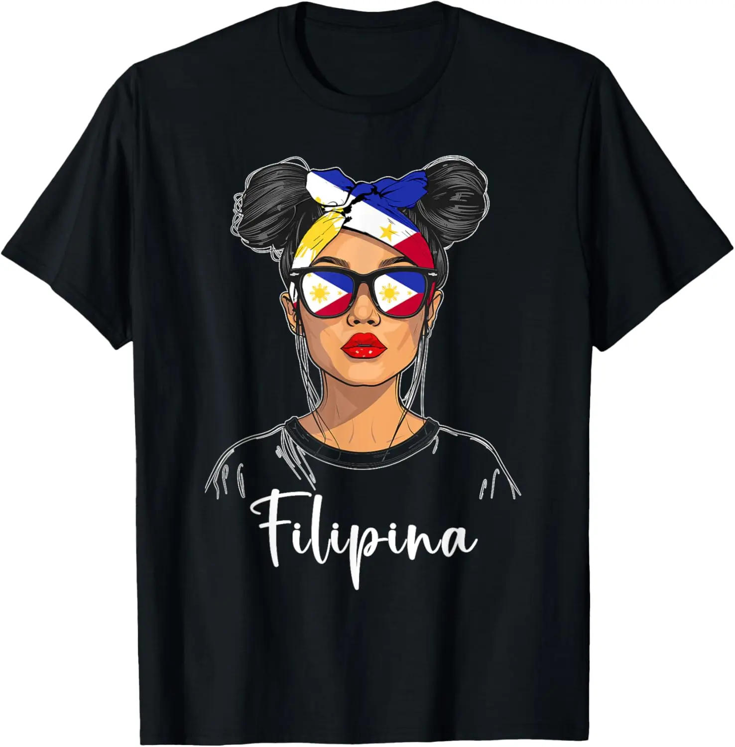 Women's Vintage Graphic T-Shirt with Philippines Flag Print, 100% Cotton Casual Short Sleeve Round Neck Streetwear Top