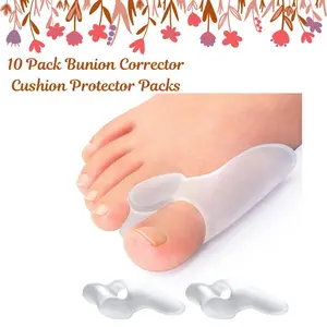 CHRISTMAS GIFT 10 Pack Bunion Corrector Cushion Protector Packs – Gel Toe Separators for Big Toe Alignment, Clear Pads for Foot Pain Relief, Calluses & Corns – Comfortable for Men & Women