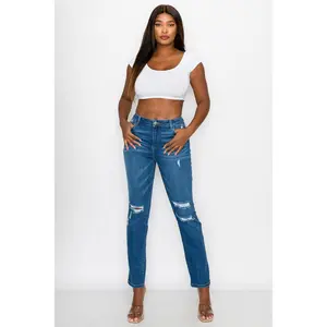Crystal - High Rise Destructed Premium Relaxed Jeans