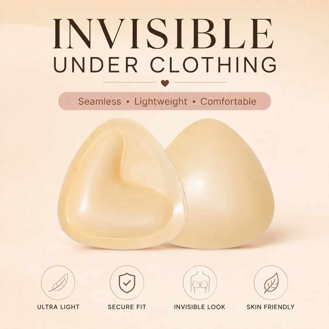 Push Up Sticky Inserts Double-Sided Adhesive Ultra Boost Padding Inserts for Bikini Swimsuit Sports Strapless Bra campingessentials