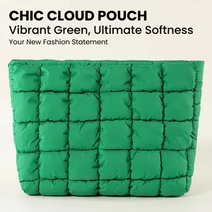 Puffer Quilted Clutch Bag Lightweight Padded Pouch Soft Grid Pattern Envelope Handbag Versatile Travel Organizer