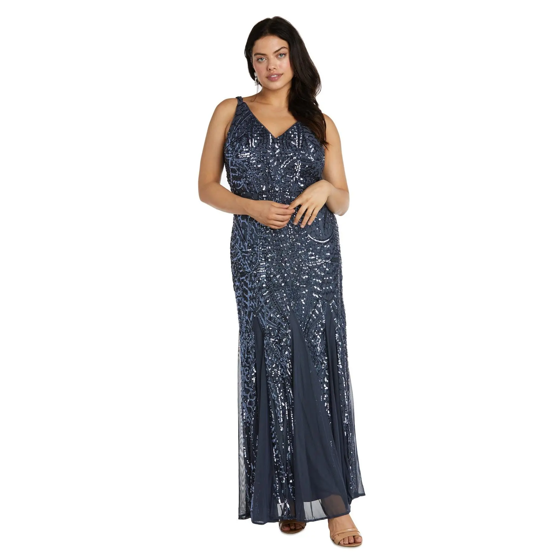 Nightway Full Length Sleeveless Embellished Dress