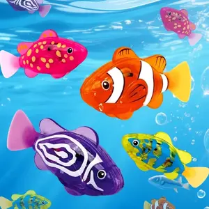 Swimming Robot Fish Toy,  Toy Robotic Fish with LED Light, Magic Water-Activated Glowing Swim Fishes, Interactive Colorful Robot Fishes, Swimming Robotic Luminous Function, Waterproof (4pcs)
