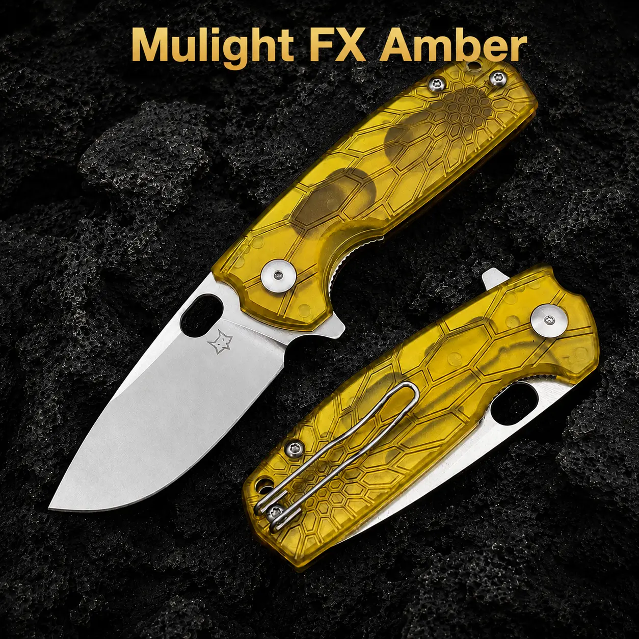 Mulight FX Amber - PEI Folding EDC Tool – 8Cr13MoV Steel, Compact Pocket Carry with Clip