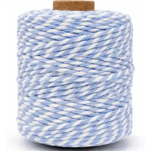 Blue and White Cotton Twine String, 164 Feet, 2mm Thick, for Crafts Gift Wrapping Baking Holiday Decor