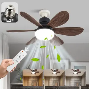 Remote Control Socket Fan Light, 20.5 Inch Ceiling Fan with LED Lamp, Adjustable Brightness, Ambient Lighting Multifunctional, Dual Layer Shade, 3 Speed Settings