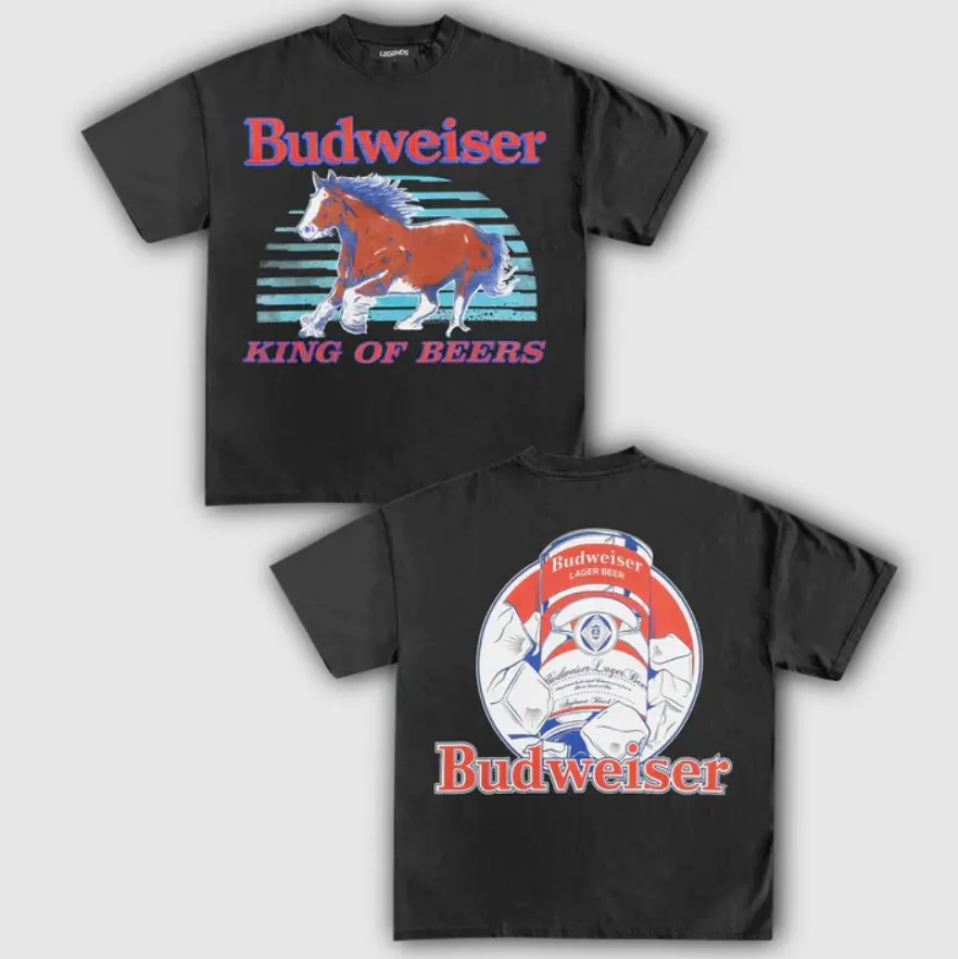 Vintage Budweiser King of Beers 1986 Graphic T-Shirt (Double Sided), Classic Beer Retro Shirt, Unisex Menswear Womenswear Top, Iconic Beer Apparel