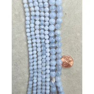 blue lace agate round 6mm 8mm 16"strand