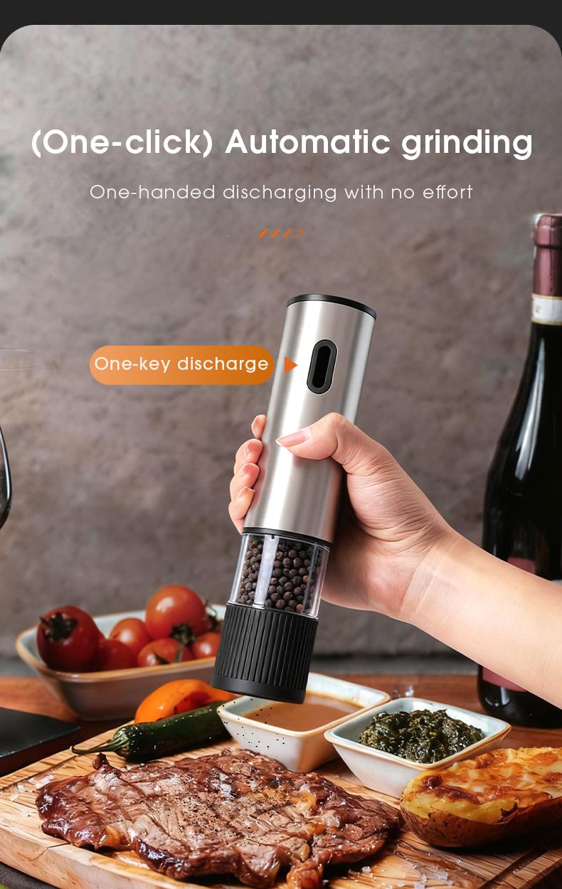 Automatic Salt and Pepper Grinder, Rechargeable Electric Spice Mill, LED Light Base, Large Capacity, Adjustable Coarseness, Self-Adjusting, Kitchen Utensils Set, New Year Gift, Home Kitchen