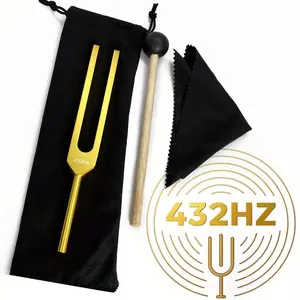 432 Hz Golden Tuning Fork Set, Sound Wave Resonance Kit for Relaxation & Mindfulness, Home Spa Self-Care, Yoga & Meditation Atmosphere