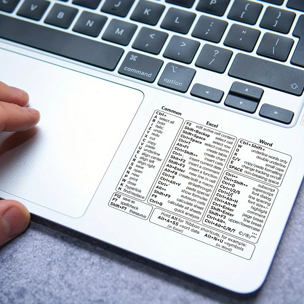 1 transparent PVC keyboard shortcut key sticker, notebook sticker, Adhesive Stickers, suitable for Exl, Word, Windows, Excel, Laptop quick reference overlay - Office software shortcut key guide sticker