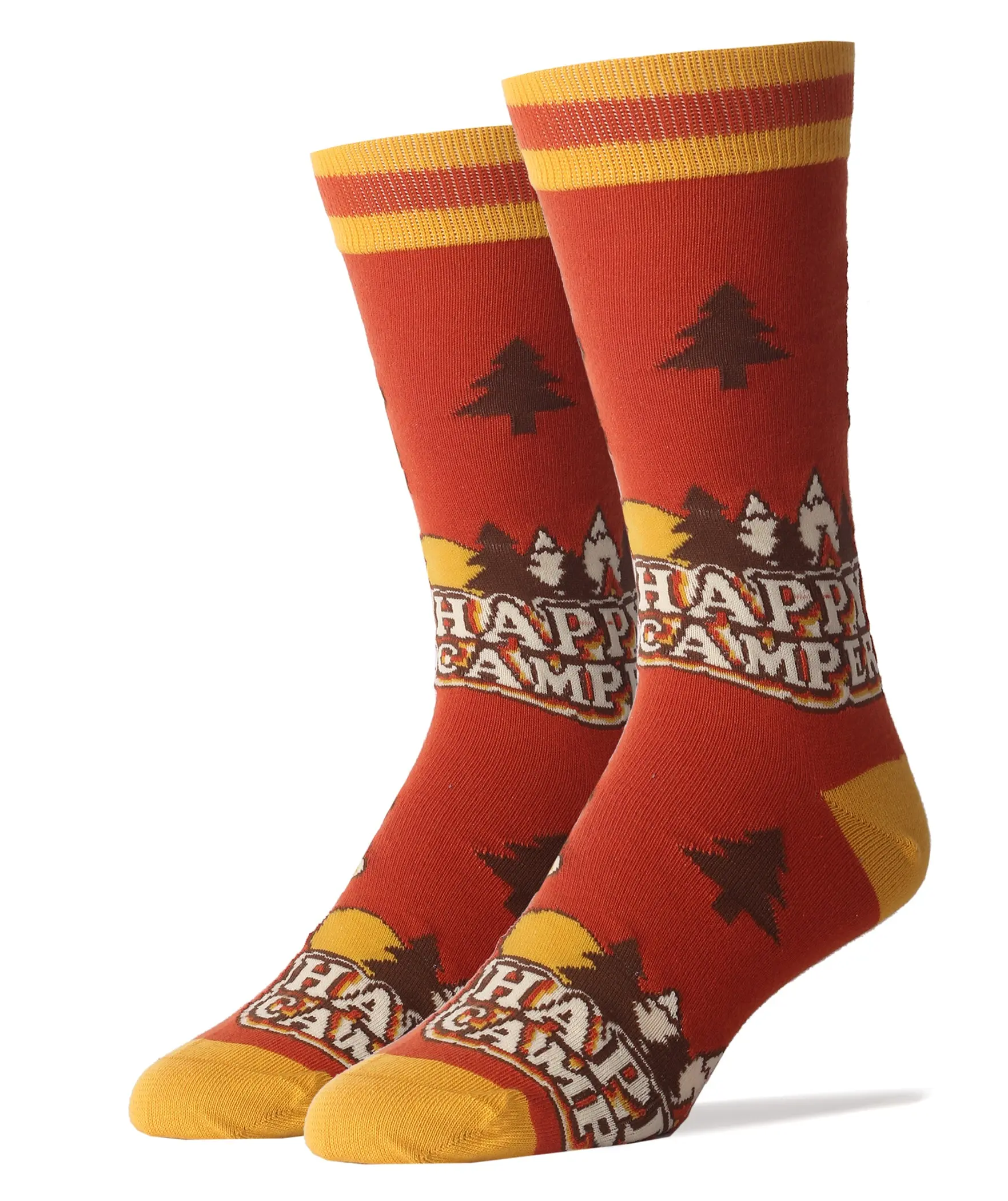 Men’s Novelty Funny Crew Socks, Fun Crazy Silly Socks, Size 8-13, Happy Camper