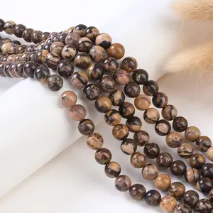 Natural African Picture Jasper Gemstone Smooth Round Loose Beads For DIY Jewelry Making Desig Handmade Crafts Bracelet, Necklace, Earrings AAA Quality 15.5 Inches Long, Semi Precious Stone, Spacer beads