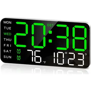 8.4''Large Digital Wall Clock, Led  Clock with Big Digits, Date, Temperature, DST, Modern Decor Design for Desk,5-Level Brightness for Room, Bedroom, , Yougster and