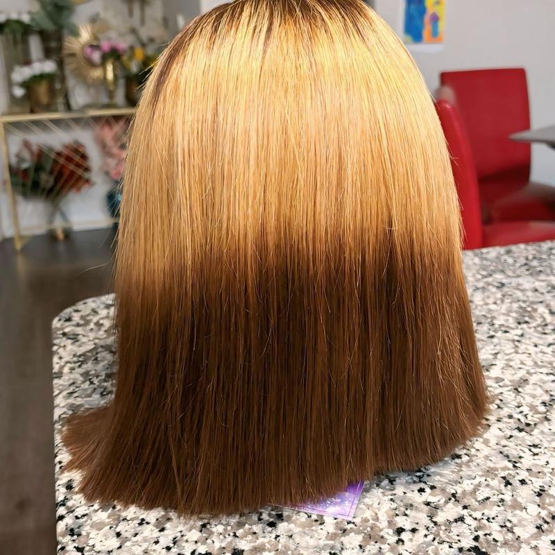 3 tone human hair bob wig 10 inches.