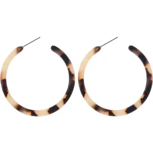 Tortoise Shell Resin Hoop Earrings Fashion Jewelry