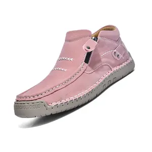 Women‘s Plus Size Side Zip Combat Boots Mid Calf, Flat Soft Sole Non-Slip Casual Short Boots, Comfort Chunky Platform Versatile Work Boots