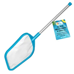 Spa, Hot Tub, Pool Hand Leaf Skimmer Net, 30" Long with Pole - Ultra Fine Mesh Netting, Handheld Pool Cleaning Net, Clean the Finest Debris, Leaves, Ponds - Small Above Ground