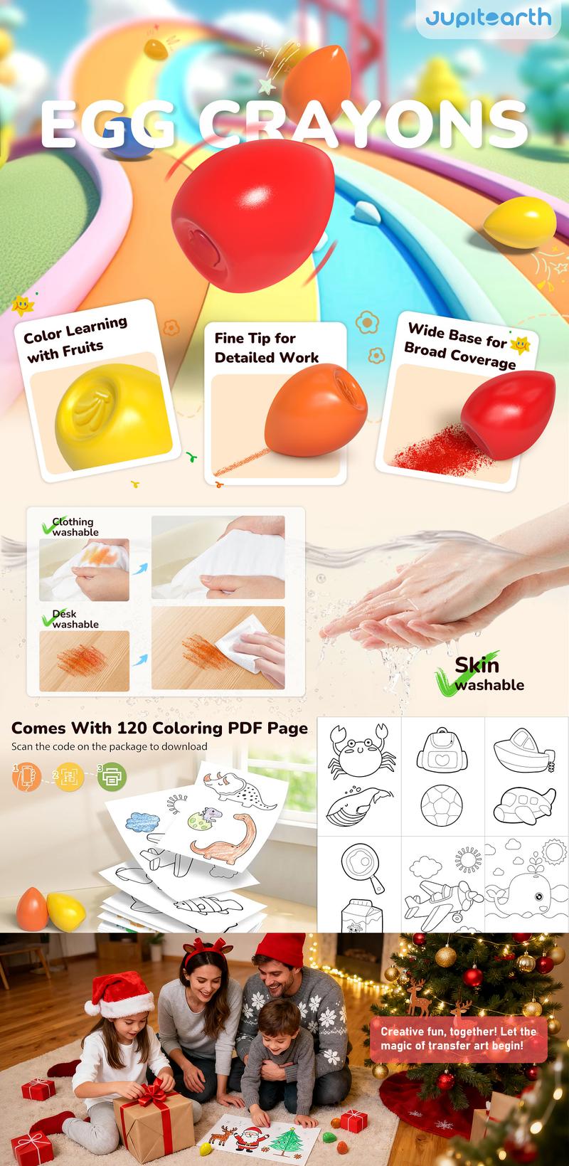 Egg Crayons for Toddlers | Easy Grip, Easter Coloring Fun