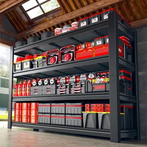Heavy-Duty Metal Garage Shelving Unit, 4-Tier Adjustable Storage Shelves, 2000 Lbs Load Capacity Utility Shelf, Ideal for Garage, Basement, Warehouse, Pantry, Tool Organization, 35.5" Wide, Black