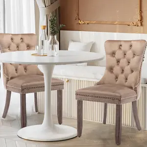 Velvet Dining Chairs Set , Tufted Upholstered with Nailhead Trim & Solid Wood Legs for Modern Kitchen Velvet Dining Chairs Set , Tufted Upholstered with Nailhead Trim & Solid Wood Legs for Modern Kitchen