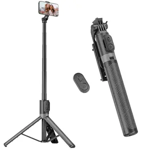 Phone Tripod & Selfie Stick, All in One Extendable Cell Phone Tripod with Wireless Remote, Tripods Stand for iPhone & Travel Selfie Stick 360° Rotation Compatible with iPhone Android, Camera