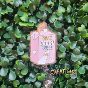 Silly Goose Juice Badge Reel, Funny Interchangeable Badge Holder Gifts