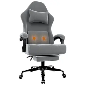 Massage Gaming Chair with USB Lumbar Pillow - 350lbs Capacity, Retractable Footrest & Independent Pocketed Springs, 90-155° Recline