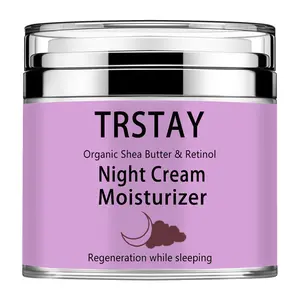 Trstay Organic Shea Butter & Retinol Night Moisturizer, with Vitamin B5, E, Tea, Jojoba Oil, Renews Skin, Smoothes Lines, Locks Moisture