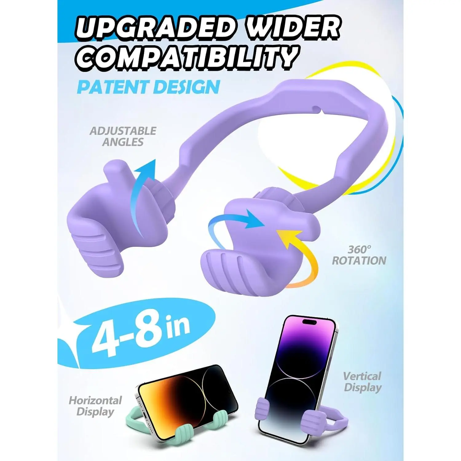 2-Piece Upgrade Adjustable Thumbs Up Lazy Smartphone Holder - Cellphone/Mobile Accessory, Desk Cell Phone Stand, Easter Basket Stuffer, Fun Birthday Gift for Teens