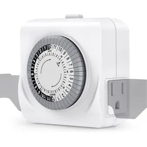 Indoor Mechanical Outlet Timer, 3 Prong Plug in Electrical Timers, Indoor Lights Timer with 2 Grounded Outlets for Aquariums, Grow Lights, ETL Listed