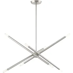 12 inch 8 Light Brushed Nickel Linear Chandelier with Steel base material