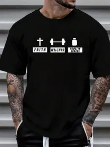 FAITH WEIGHTS PROTEIN SHAKES' Faith & Fitness Theme Black Oversized Short-Sleeve T-Shirt | Gym & Casual Streetwear Top | Soft Cotton Fabric | Bold Christian Fitness Aesthetic | Trendy Loose-Fit | Eye-Catching Icon Print | Versatile Daily Wear | Perfect fo