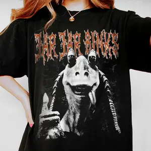 [Sale Up To 40%] Jar Jar Binks Revenge Sith Lord Vintage T-Shirt - Jedi Sith Graphic Tee, Padmé Metal 90s Shirt